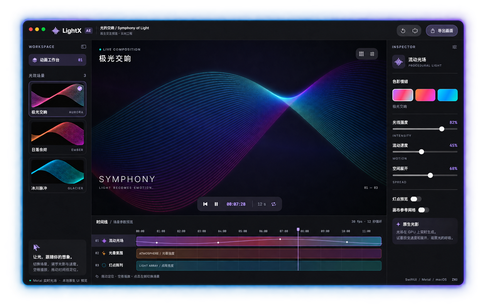 LightX · Mac 原生界面视觉展示